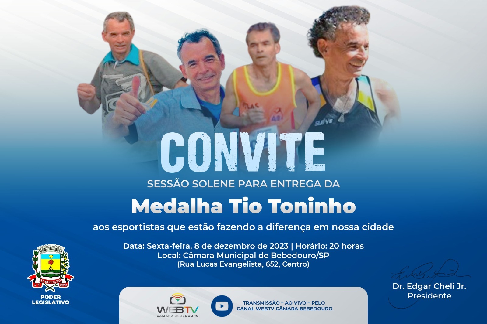 Câmara de Bebedouro entrega hoje Medalha Tio Toninho a esportistas