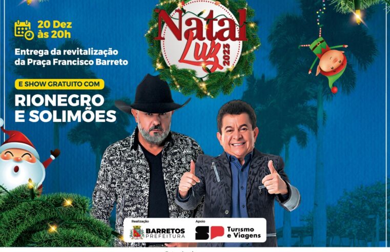 Show da dupla Rionegro & Solimões e ônibus gratuito marcam entrega da revitalização da Praça Francisco Barreto, nesta quarta-feira, dia 20