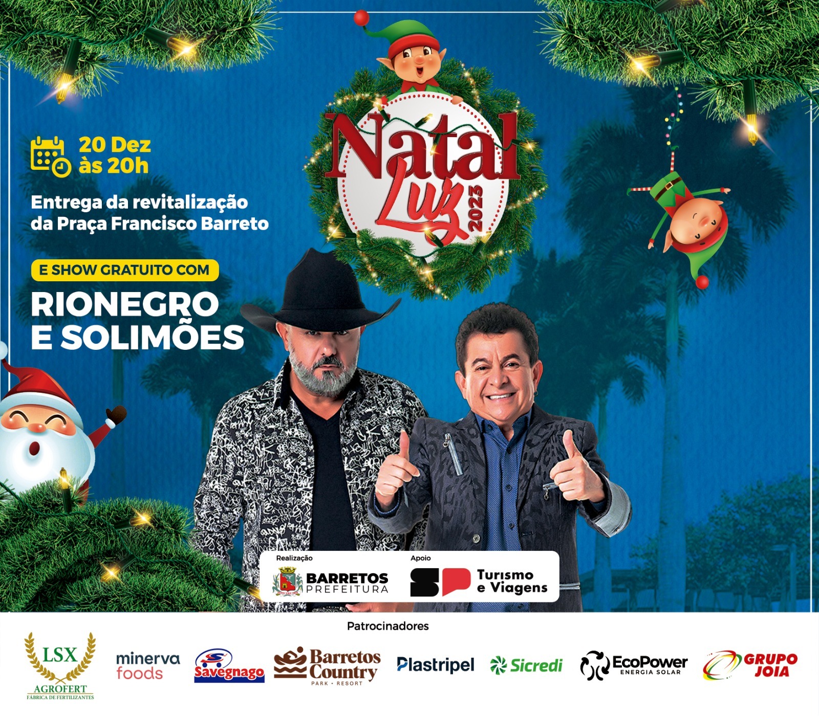 Show da dupla Rionegro & Solimões e ônibus gratuito marcam entrega da revitalização da Praça Francisco Barreto, nesta quarta-feira, dia 20