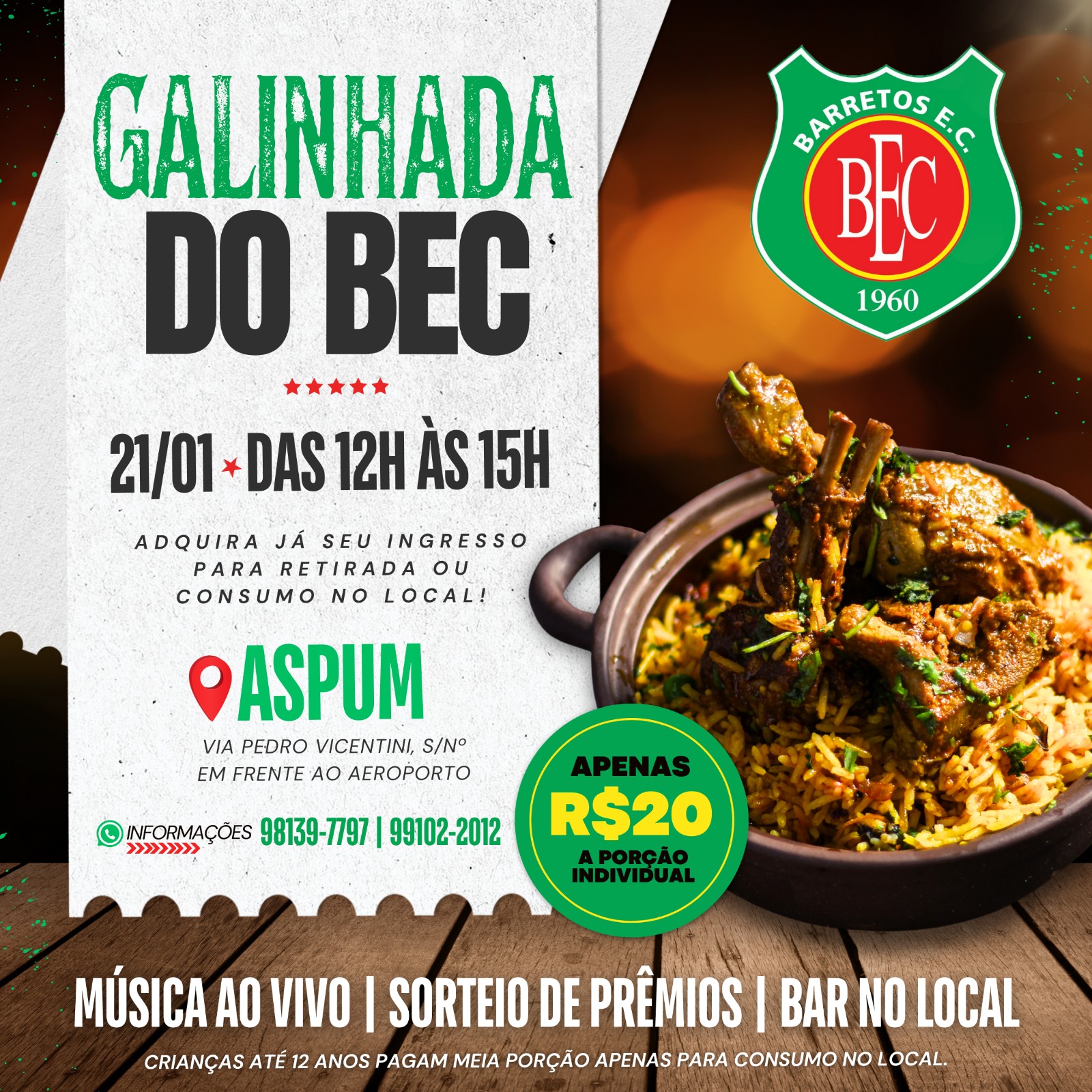 Galinhada do BEC acontece hoje na ASPUM