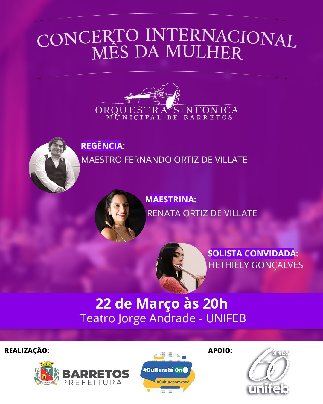 Orquestra Sinfônica Municipal de Barretos celebra o Mês da Mulher com Concerto Internacional