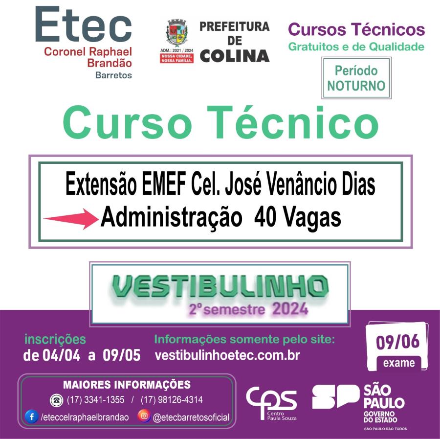 ETEC abre inscrições para curso técnico em Administração