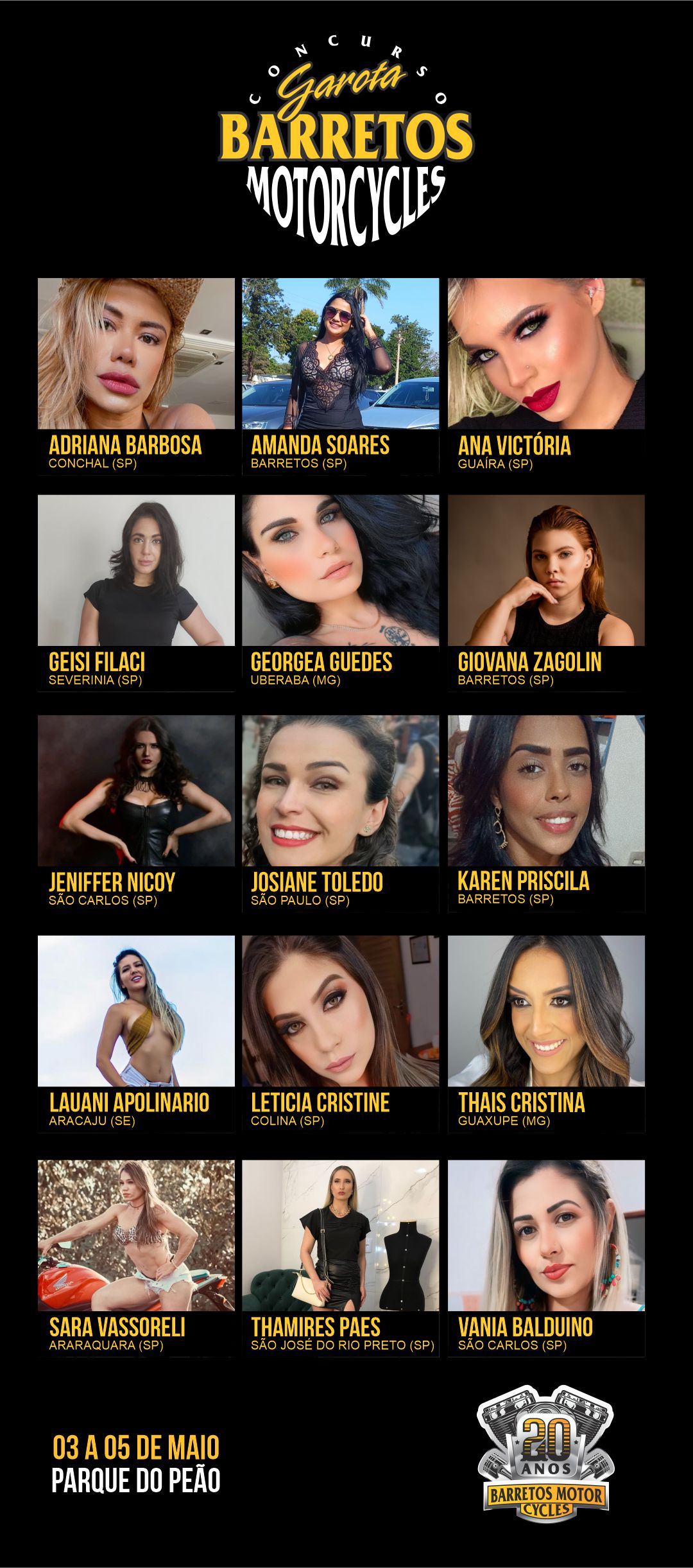 Concurso Garota Motorcycles tem quinze candidatas selecionadas