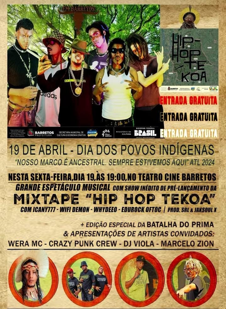 Projeto Hip-Hop Tekoá celebra o Dia dos Povos Indígenas no Cine Barretos