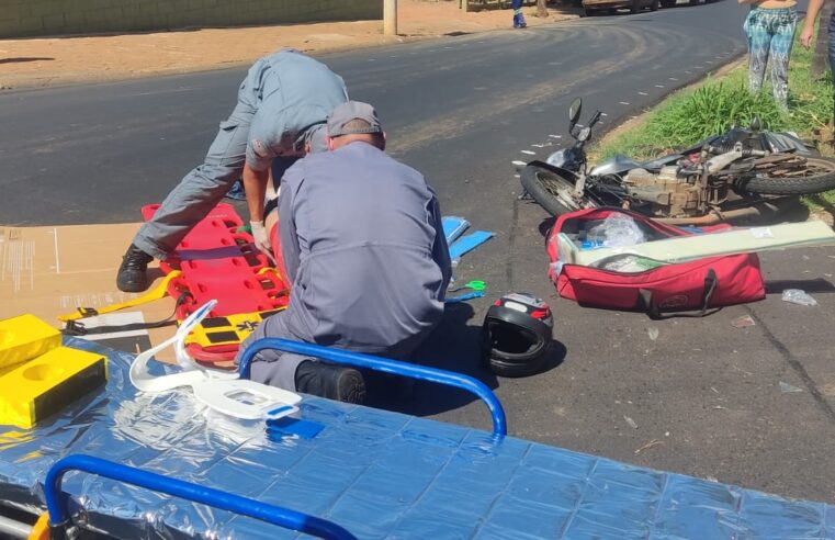 Motociclista fica ferido em acidente no Distrito Industrial I