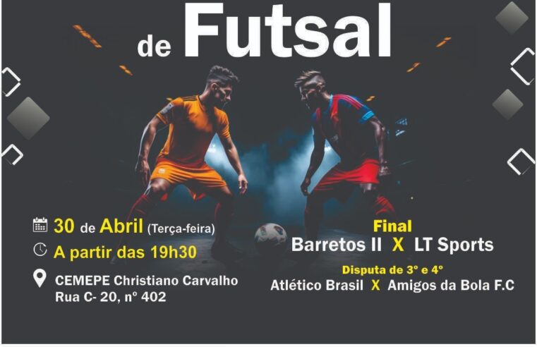 Final do 26° Campeonato Municipal de Futsal é nesta terça-feira, dia 30