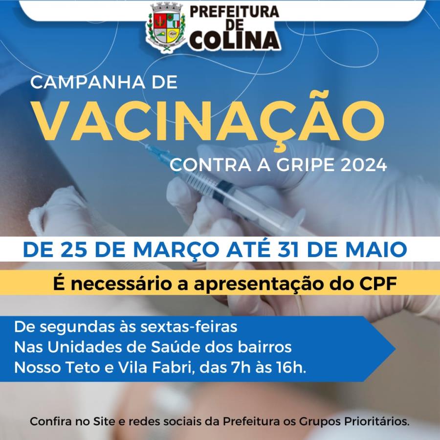 Prefeitura de Colina realiza Campanha de Vacinação contra a Gripe