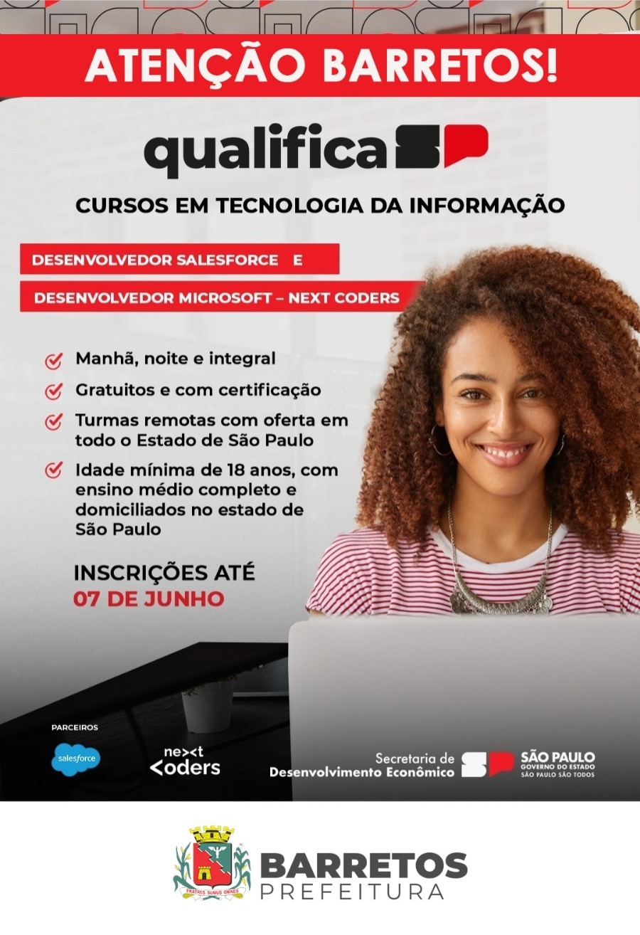 Prefeitura de Barretos incentiva qualificação profissional com cursos em Tecnologia da Informação