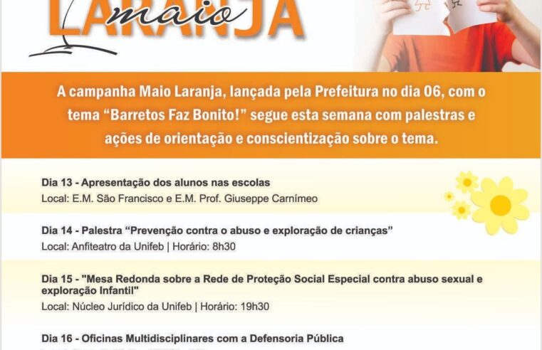 Alunos da Rede Municipal de Ensino participam de concurso de desenhos sobre a Campanha Maio Laranja