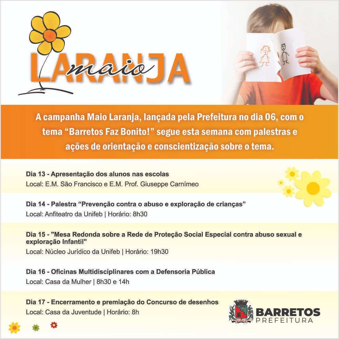 Alunos da Rede Municipal de Ensino participam de concurso de desenhos sobre a Campanha Maio Laranja