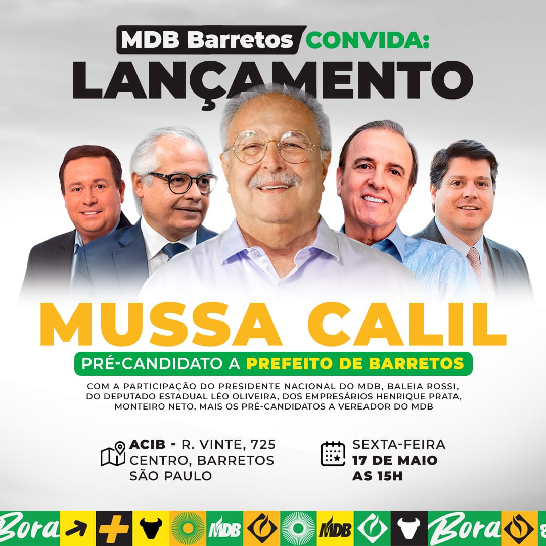 Mussa lança pré-candidatura na sexta pelo MDB