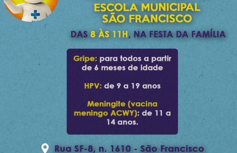 Escola Municipal São Francisco será ponto de vacinação neste sábado, dia 25