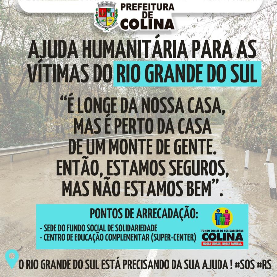 Prefeitura de Colina lança “Campanha SOS Rio Grande do Sul”