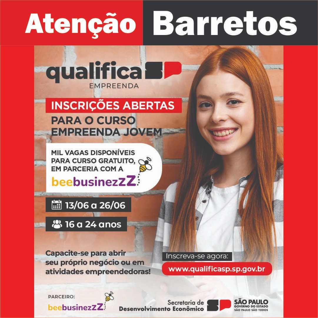 Atenção barretense: Inscrições abertas para mil vagas do curso Empreenda Jovem