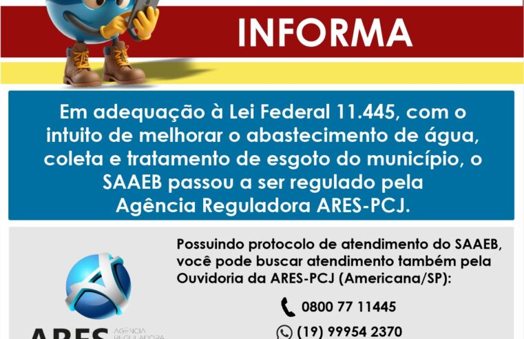 Barretenses podem solicitar atendimento à Agência Reguladora ARES-PCJ com protocolo do SAAEB