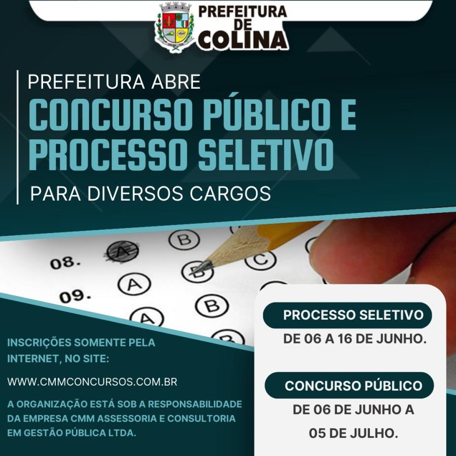 Prefeitura de Colina abre Concurso Público e Processo Seletivo para diversos cargos