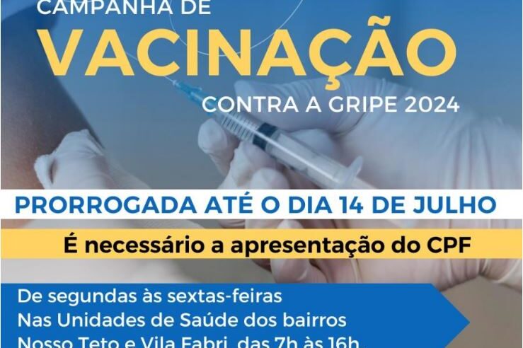 Colina segue com a Campanha de Vacinação contra a Gripe até o dia 14 de julho