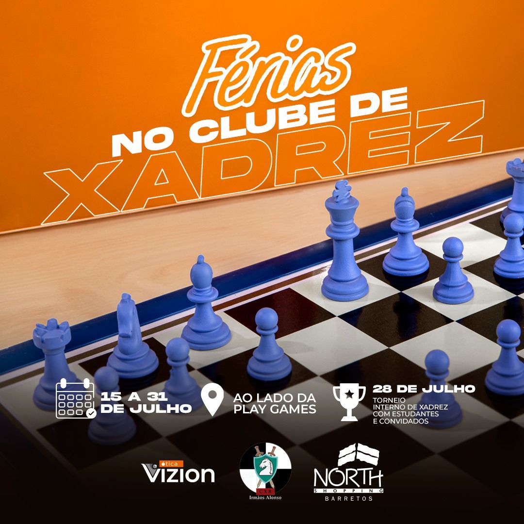Nas férias de julho do North Shopping, “Clube de Xadrez” realiza oficinas, palestras e um torneio