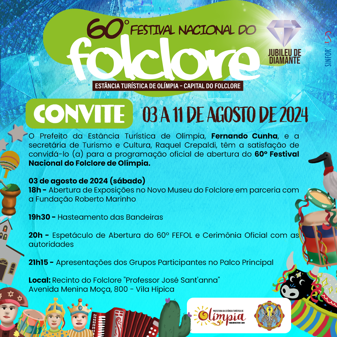 Festival Nacional do Folclore de Olímpia tem início no sábado, dia 3