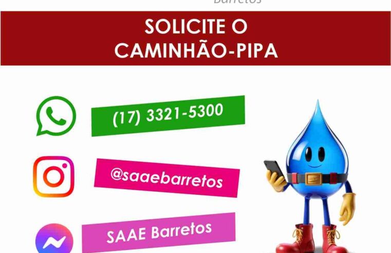 SAAE Barretos disponibiliza canal para solicitação de caminhão-pipa