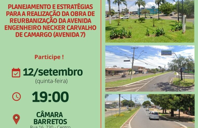 Câmara agenda Audiência Pública para rediscutir  obra de reurbanização da Avenida 7