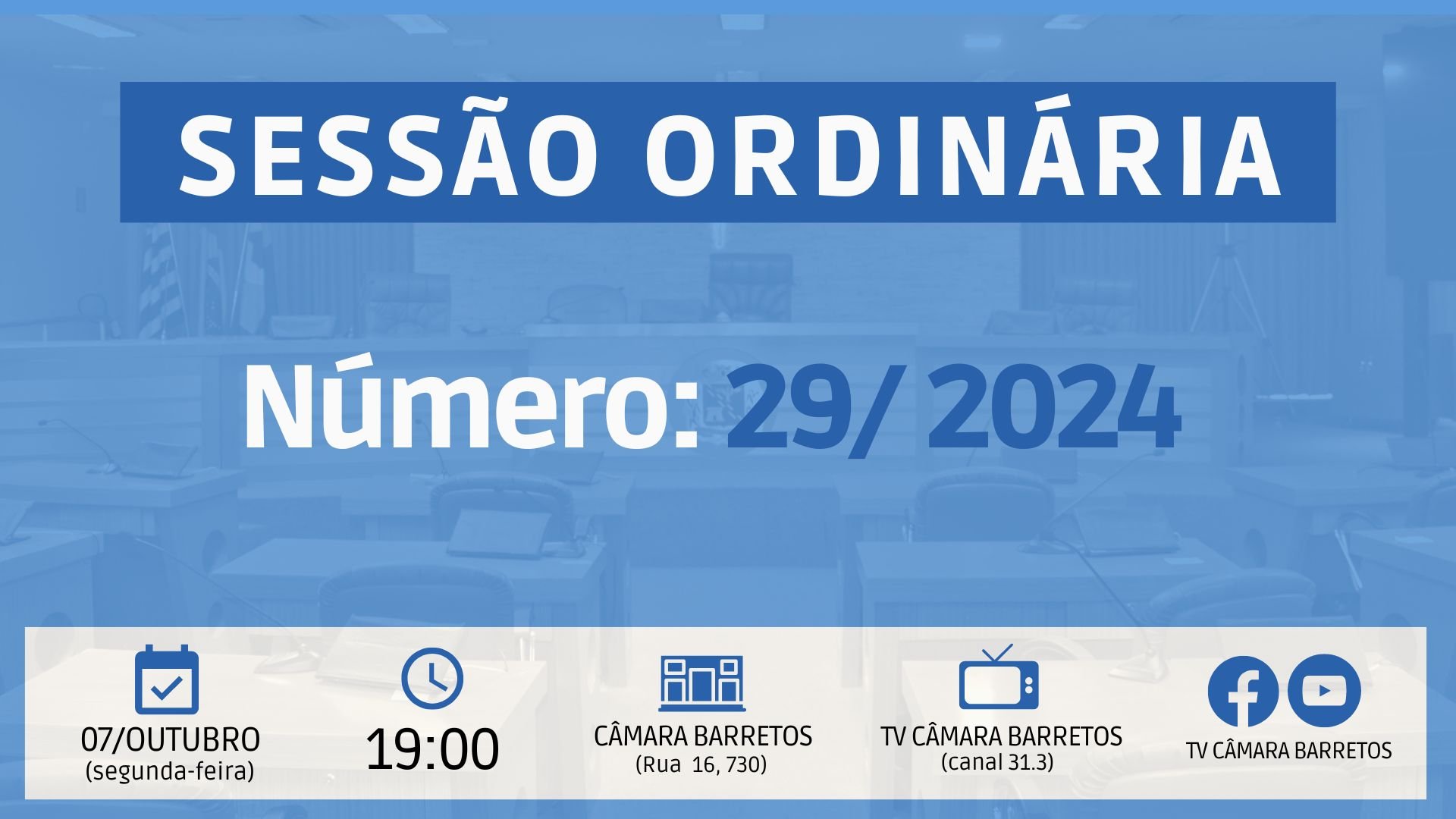 Veja o que será votado pelos vereadores na Sessão Ordinária de segunda-feira, 07 de outubro