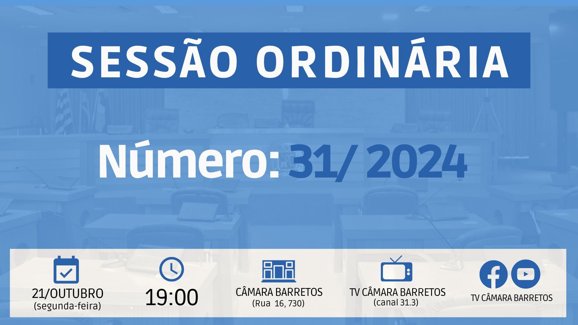 Veja o que será votado pelos vereadores na Sessão Ordinária de segunda-feira, 21 de outubro