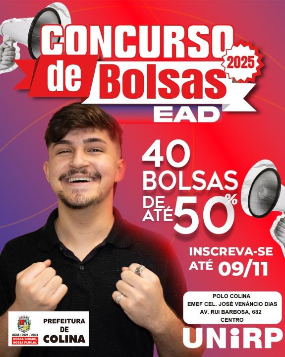 Polo Colina EaD UNIRP abre inscrições para o Concurso de Bolsas 2025