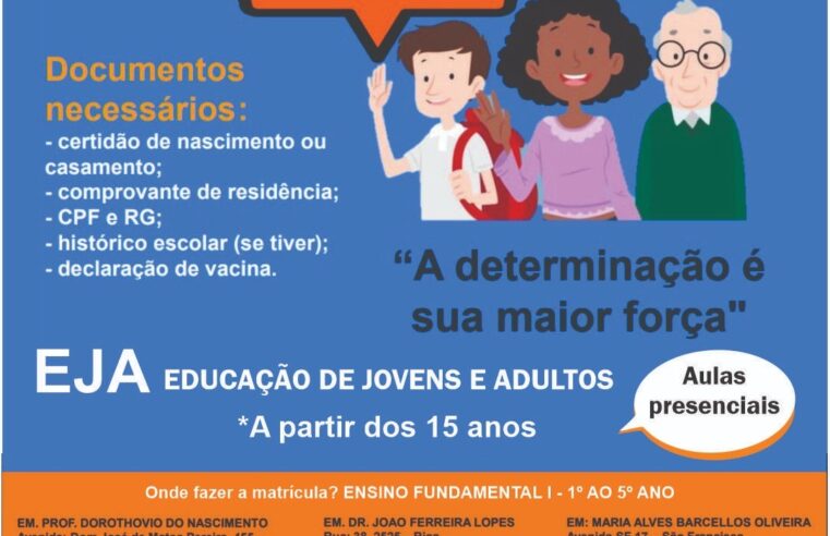 Rede Municipal de Ensino inicia período de matrículas para a EJA 2025