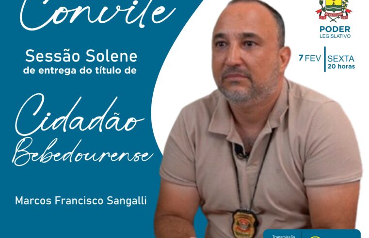 Chefe da DIG receberá título de cidadania bebedourense nesta sexta-feira, às 20h