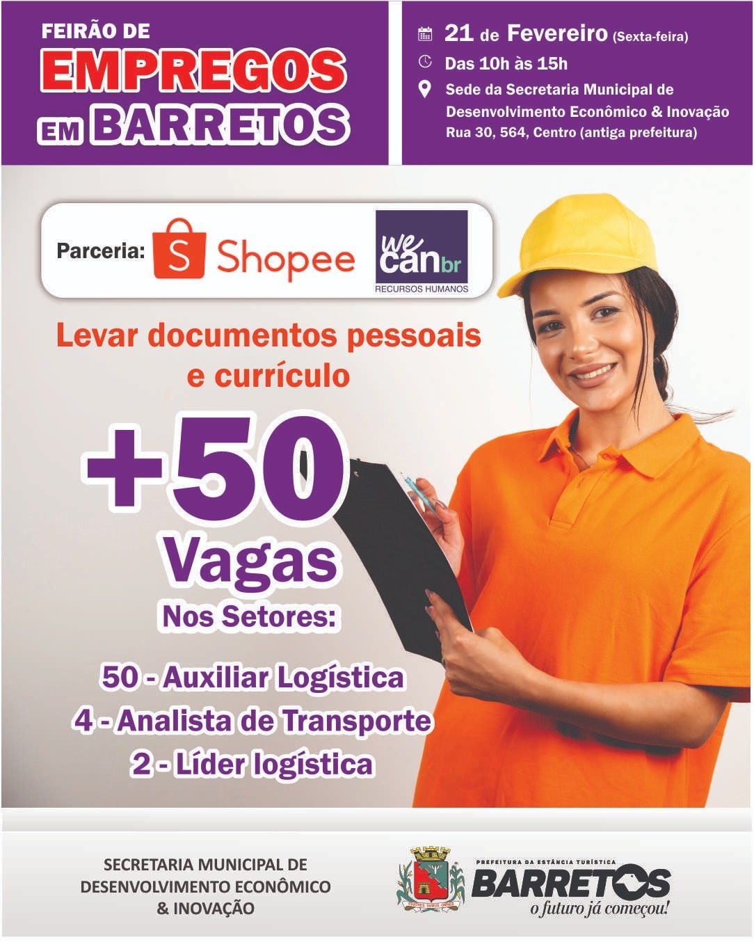 Feirão de Empregos em parceria com a Shopee oferece mais de 50 vagas