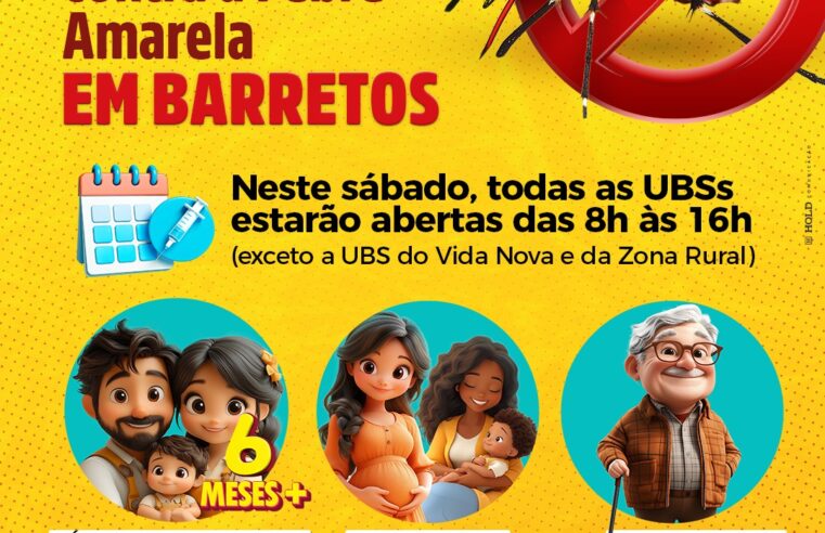 UBSs abrem neste sábado, 22, para o Dia D de vacinação contra febre amarela e outras doenças