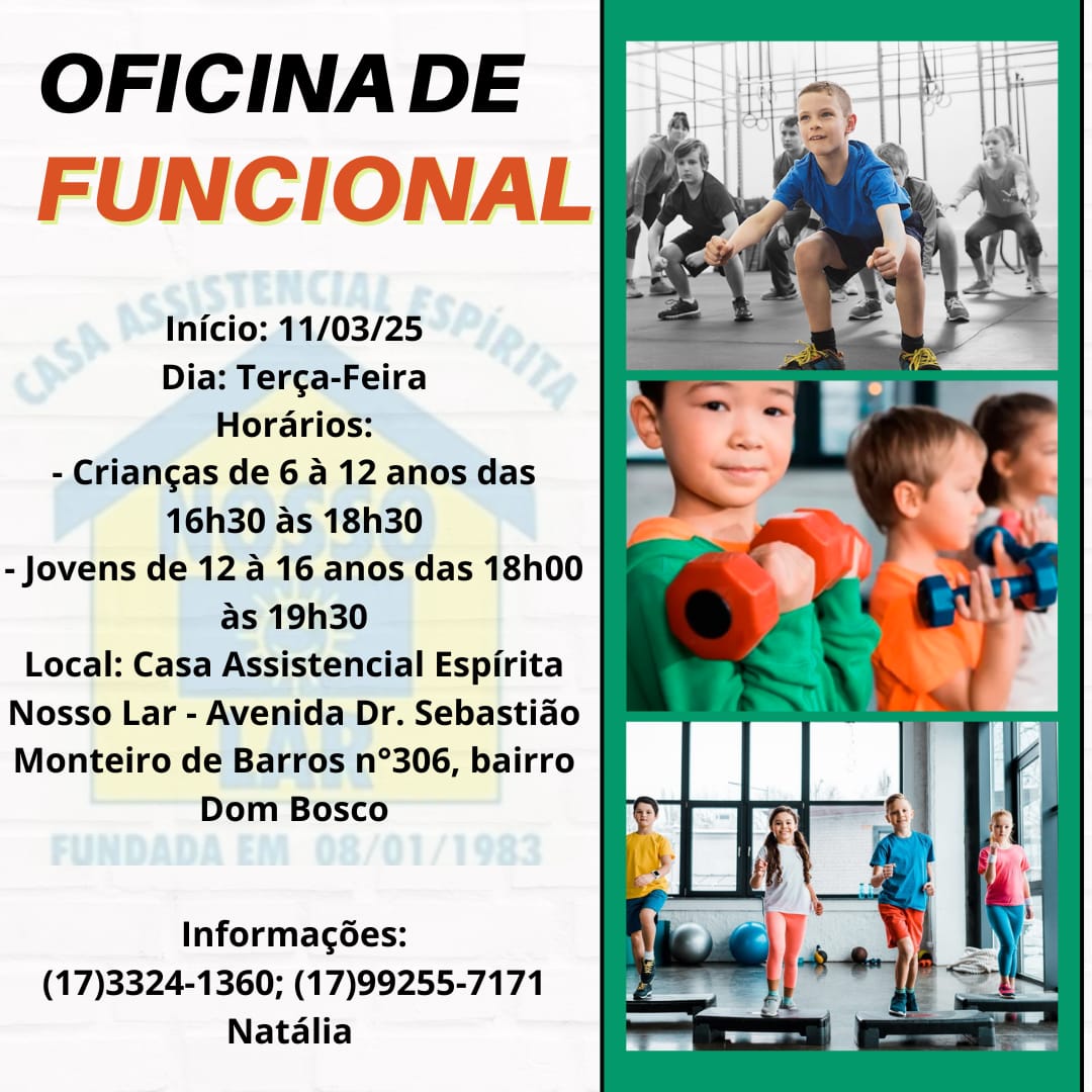Casa Espírita Nosso Lar divulga programação de oficinas