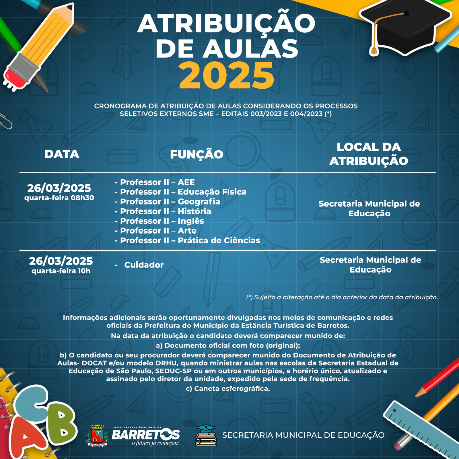 Prefeitura promove novas atribuições para a Rede Municipal de Ensino