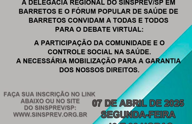 Dia Mundial da Saúde terá debate virtual