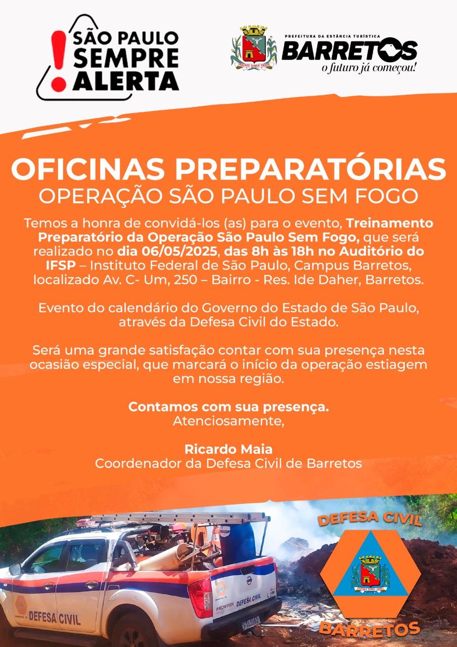Operação São Paulo Sem Fogo acontece hoje em Barretos