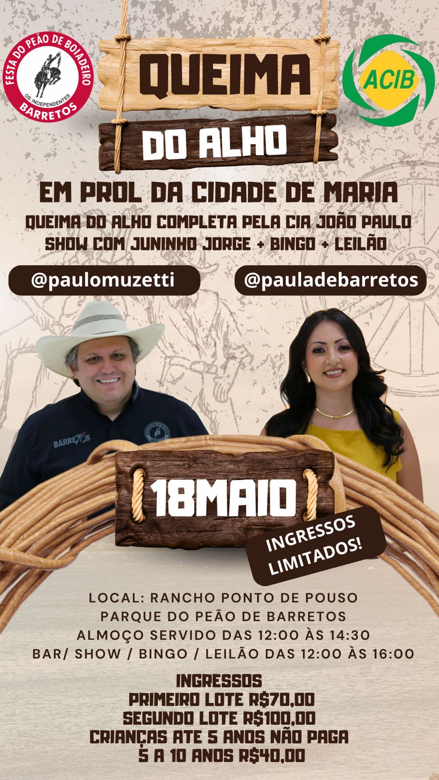 Queima do Alho Beneficente no Parque do Peão reúne solidariedade, gastronomia e música