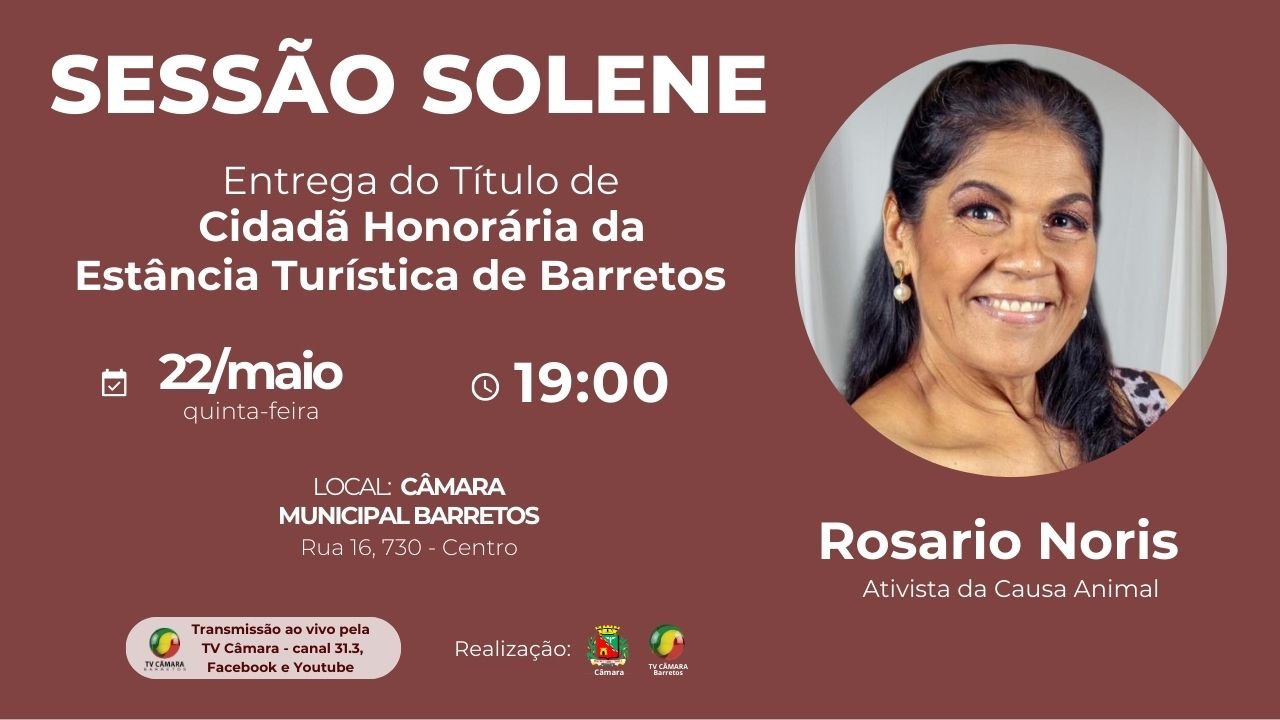 Câmara agenda entrega do Título de Cidadã Honorária de Barretos à ativista da causa aninal, Rosario Noris