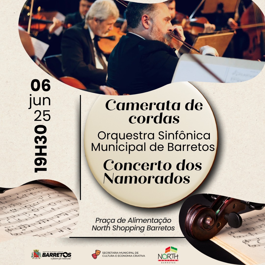 Camerata de Cordas da Orquestra Sinfônica Municipal realiza Concerto dos Namorados no North Shopping Barretos