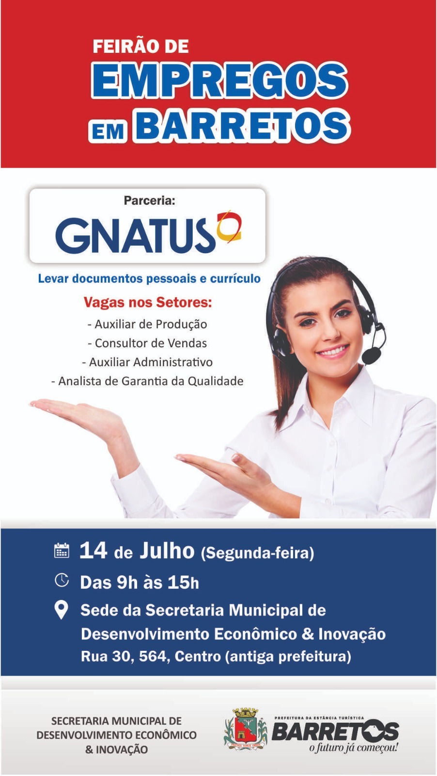 Gnatus oferece 20 vagas em Feirão de Empregos