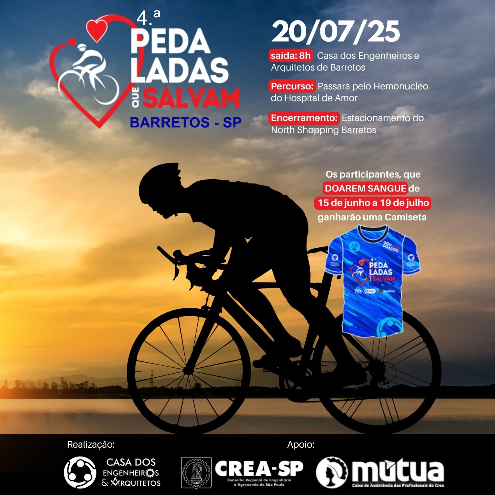4ª Pedaladas que Salvam será realizada em Barretos no dia 20 de julho