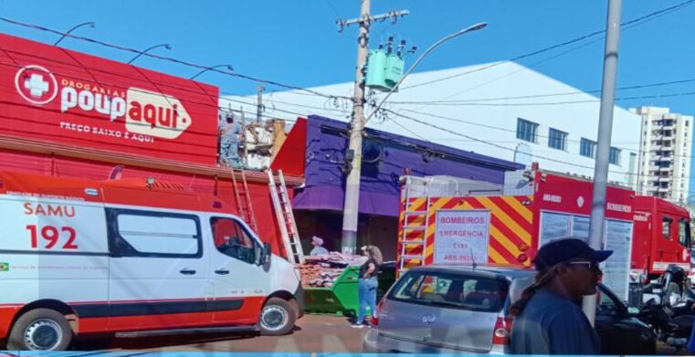 Corpo de Bombeiros é acionado para socorrer homem em telhado em Guaíra