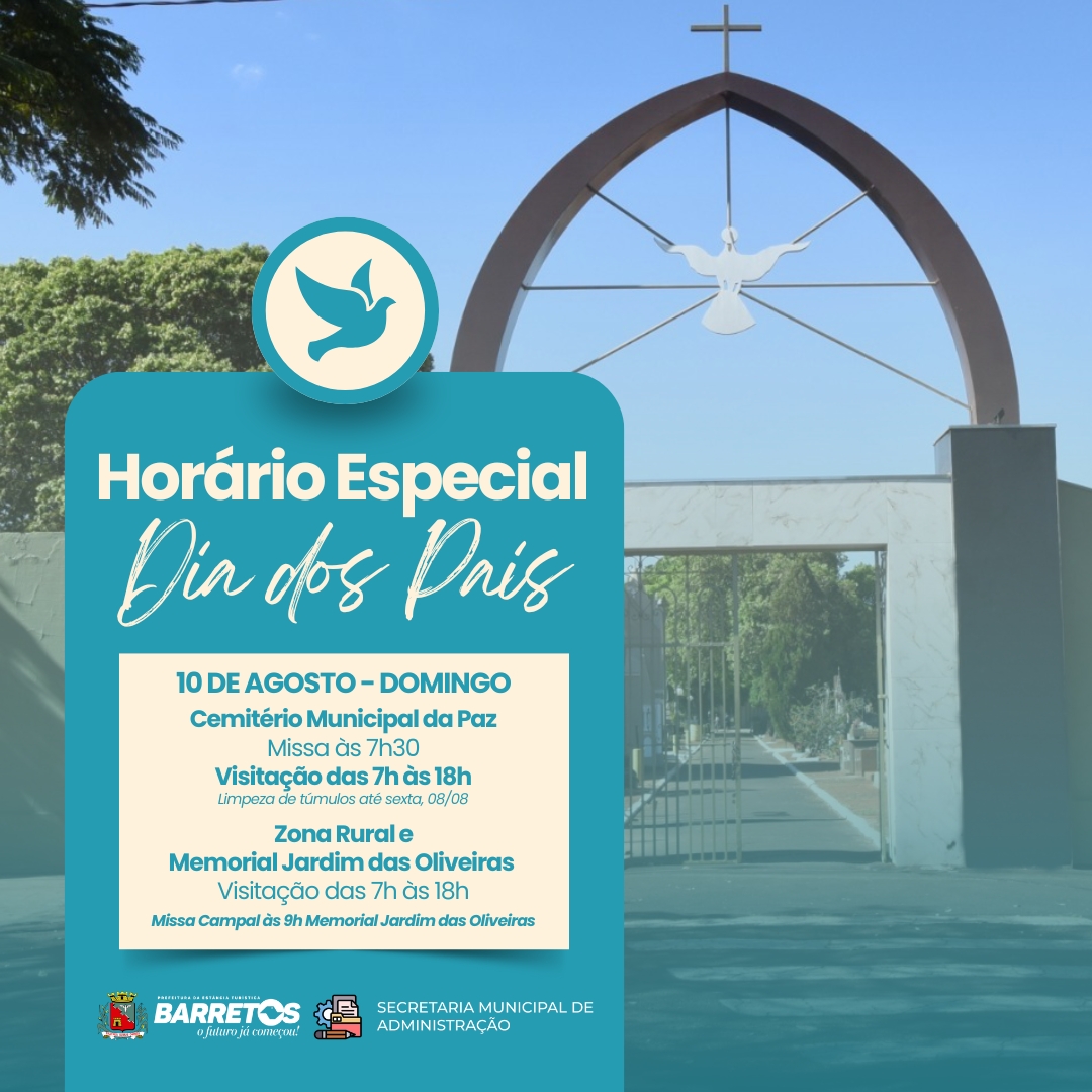 Cemitério Municipal da Paz divulga programação para o Dia dos Pais