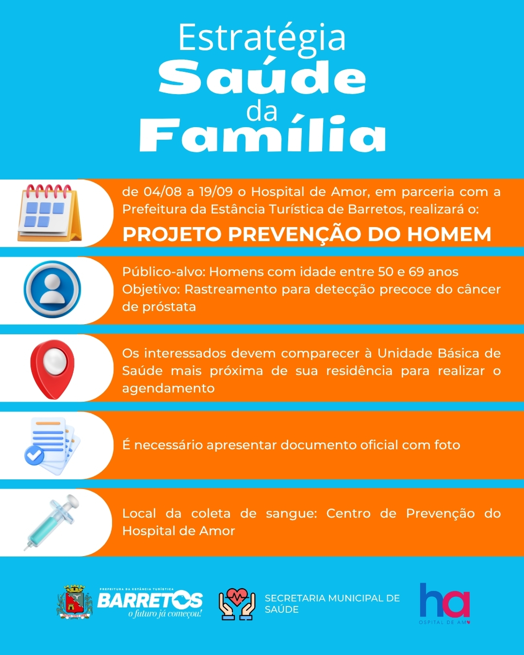 Projeto Prevenção do Homem tem início nesta segunda-feira, 4 de agosto