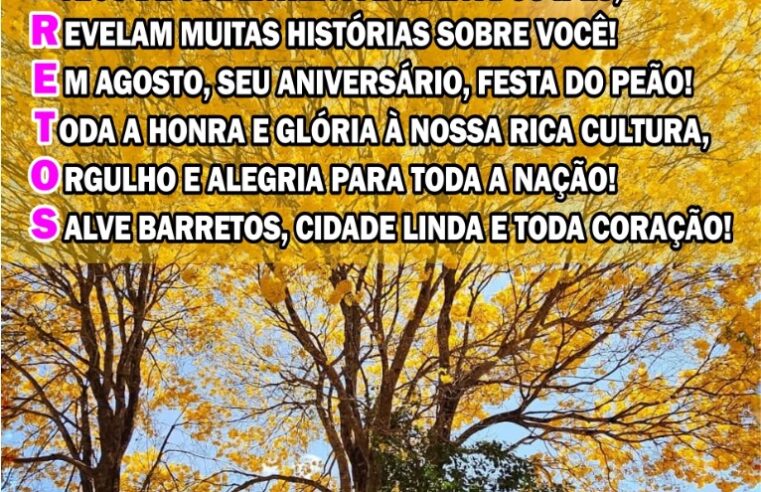 Autora homenageia aniversário com acróstico “Barretos em Poesia”