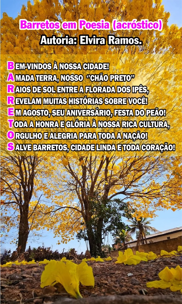 Autora homenageia aniversário com acróstico “Barretos em Poesia”