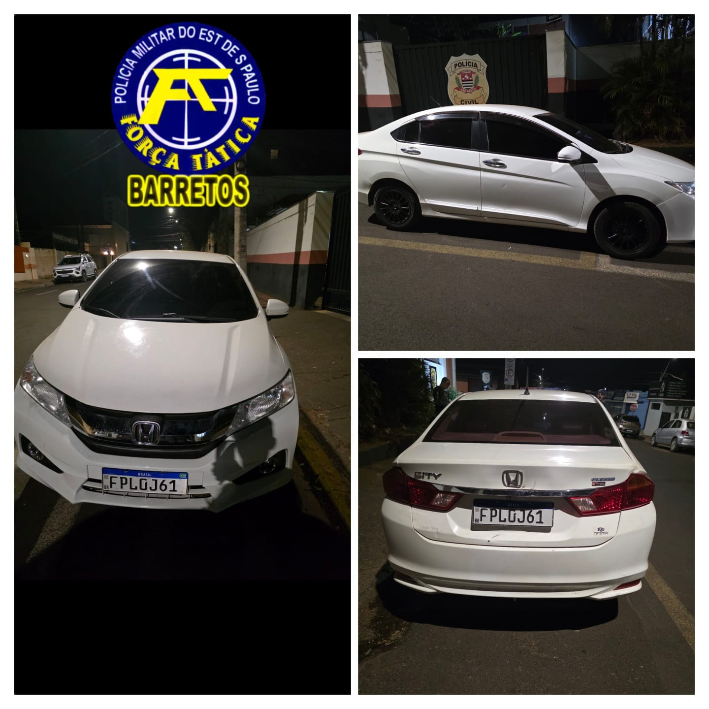 Honda City furtado em 2023 é localizado com placa adulterada pela PM