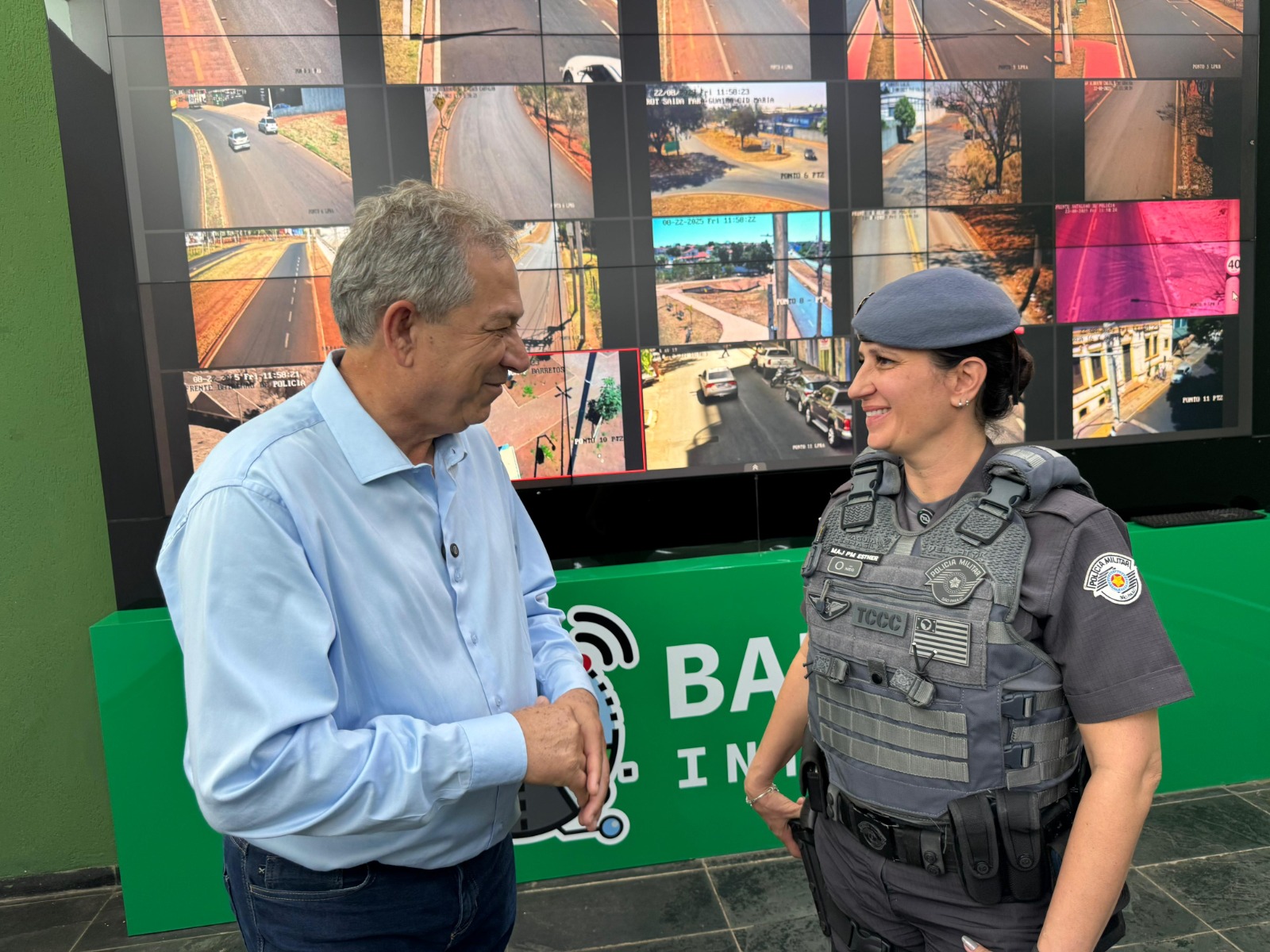Odair Silva e Major Esther anunciam integração das câmeras de segurança de Barretos com Muralha Paulista