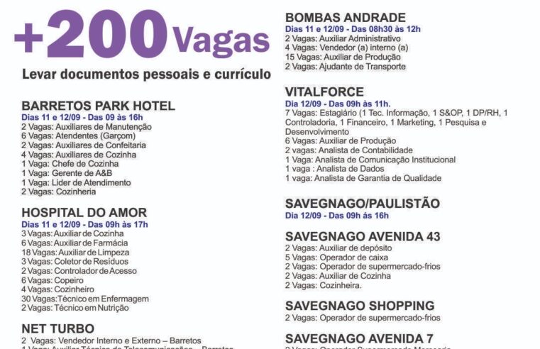 Feirão de Empregos do Projeto Cidadania Itinerante oferece mais de 200 vagas nesta quinta e sexta-feira em Barretos