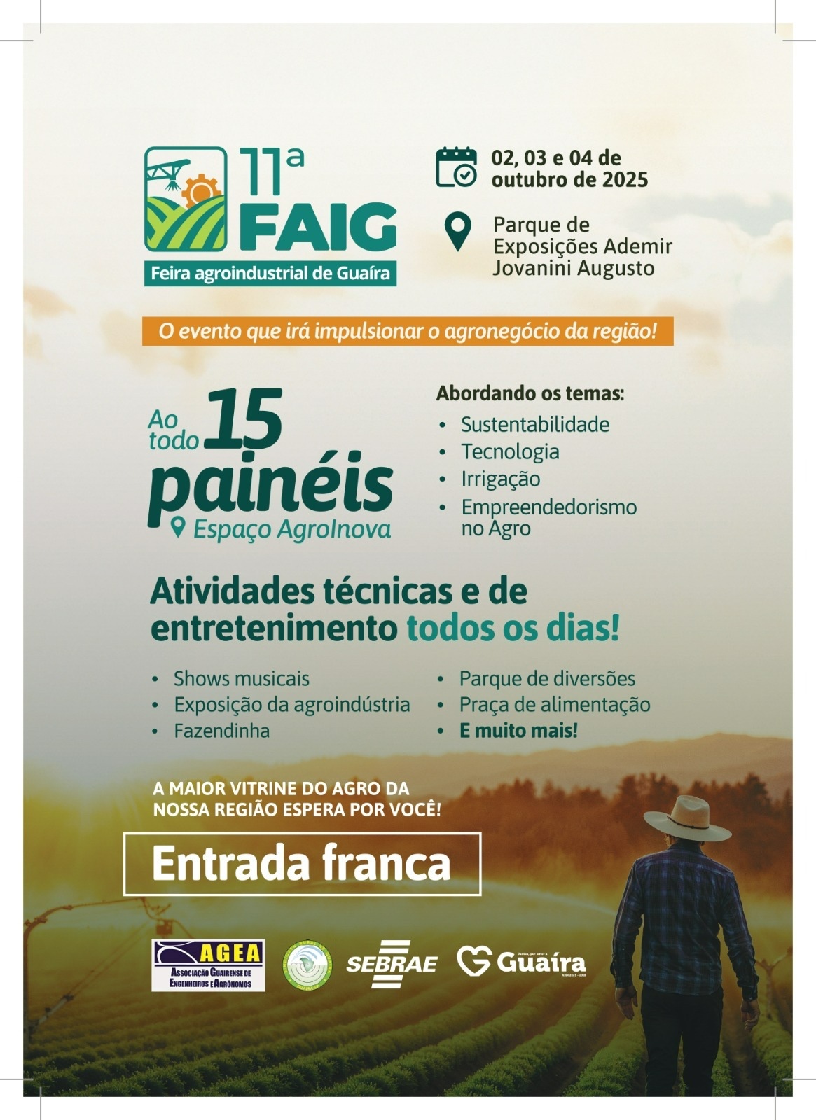 Inscrições para expositores no estande do Sebrae-SP na Feira Agroindustrial de Guaíra (FAIG) terminam neste sábado